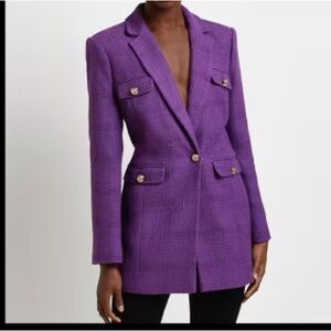 River Island Purple Tailored Tweed Blazer